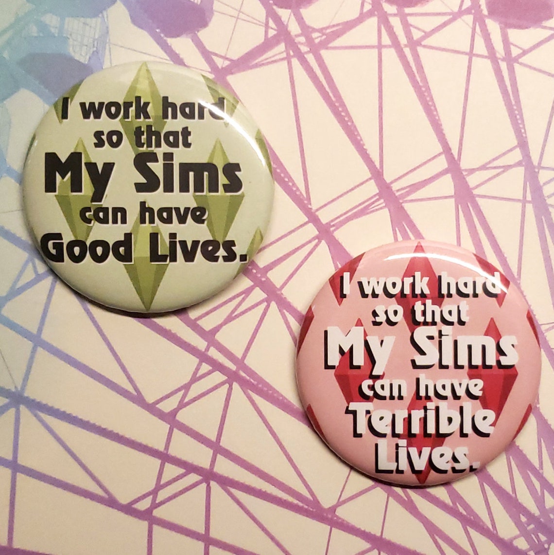 The Sims Pinback Buttons