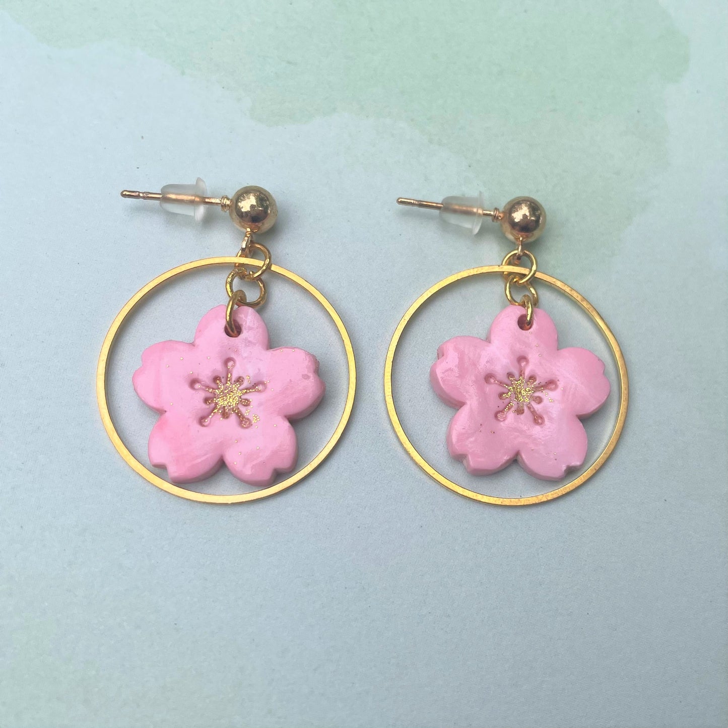 Cherry Blossom Rings Polymer Clay Earrings