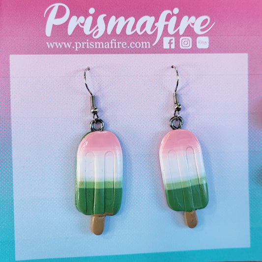 Popsicle Earrings: Pink White and Green
