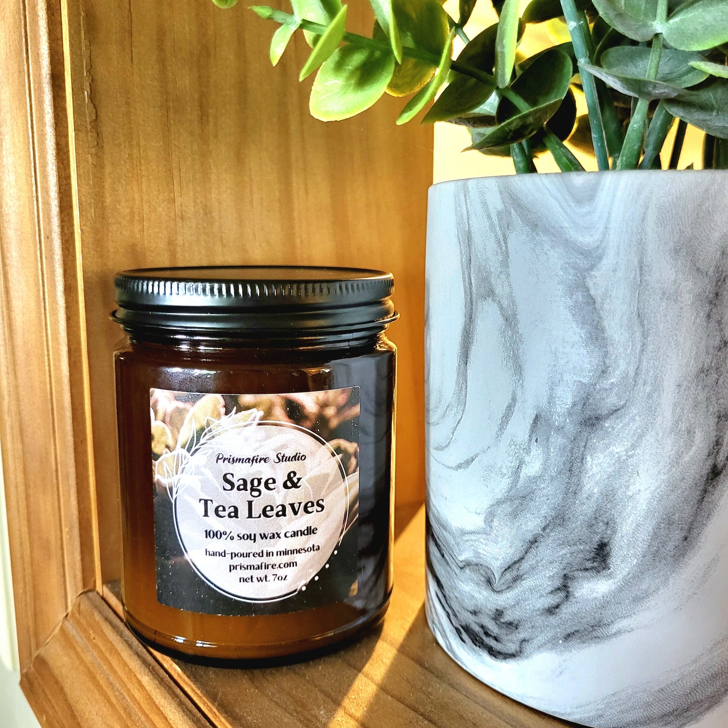 Sage & Tea Leaves Hand-poured Scented Soy Wax Candle 3.5oz & 7oz