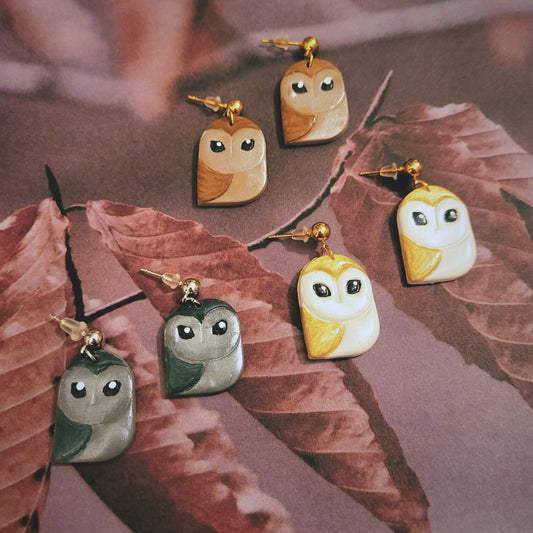 Barn Owl Polymer Clay Earrings