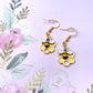 Bee and Honecomb Dangling Charm Earrings